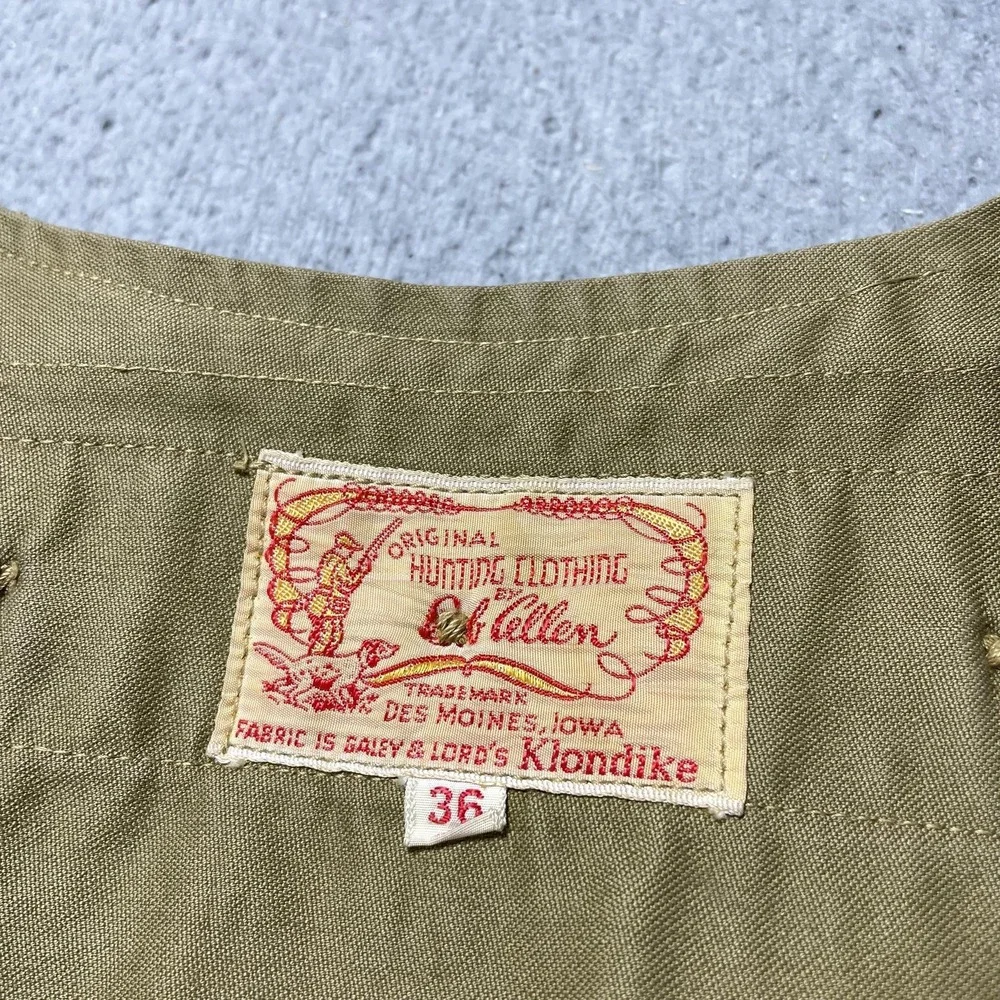 Vintage 50s Bob Allen Vest Mens 36 Brown Canvas Hunting Game Pouch Outdoor